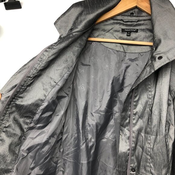 Samuel Dong Silver Gray Belted Water Resistant Bubble Hem Trench Coat size M - Picture 12 of 16